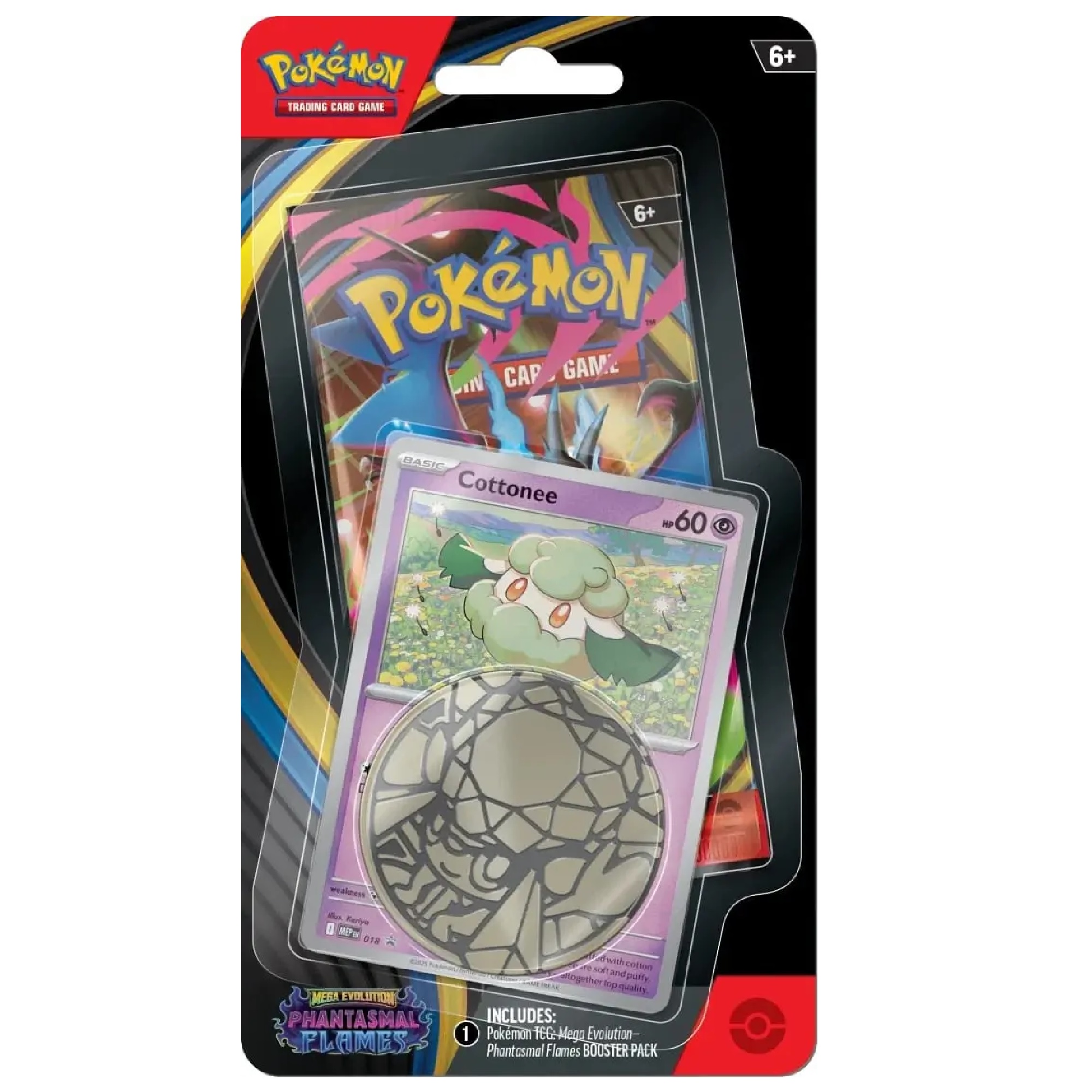 Pokemon - Mega Evolution - Phantasmal Flames - Checklane Blister (Cottonee oder Whimsicott) (Englisch)
