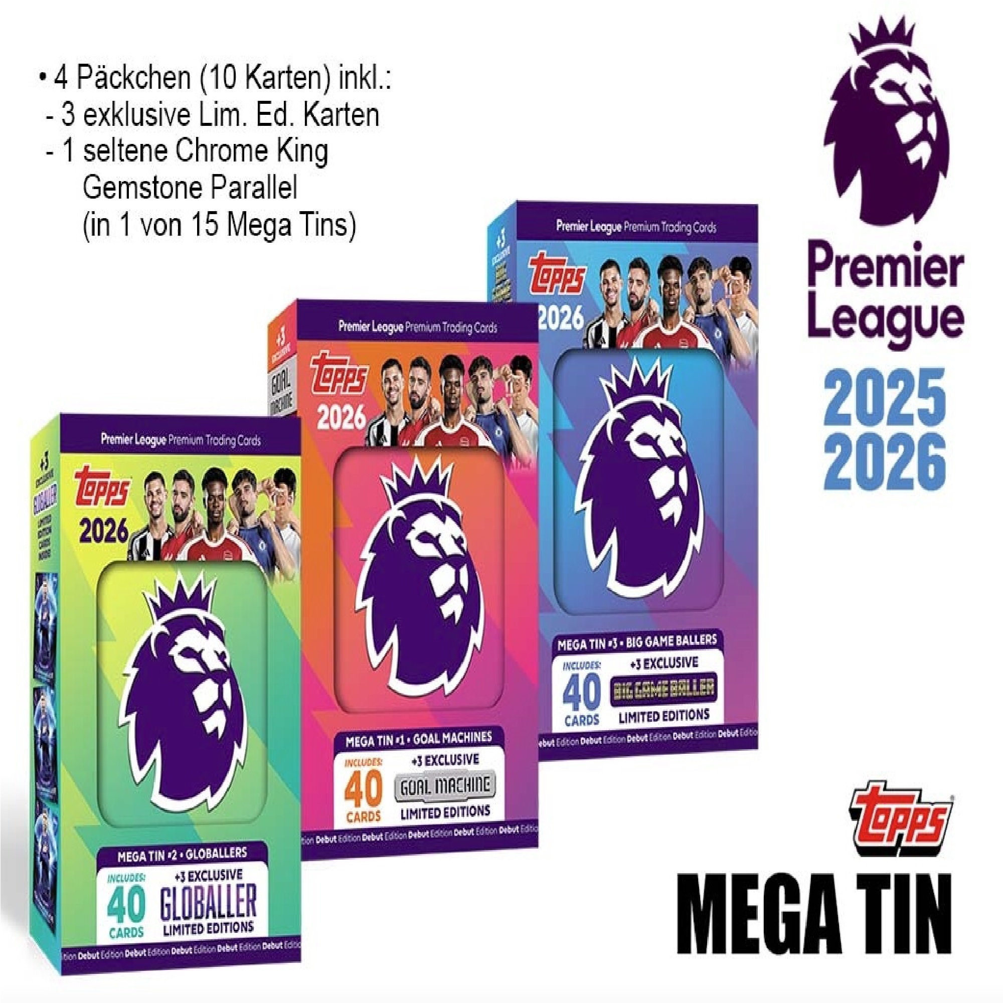 Topps Premier League 2025/26 Trading Cards Mega Tin