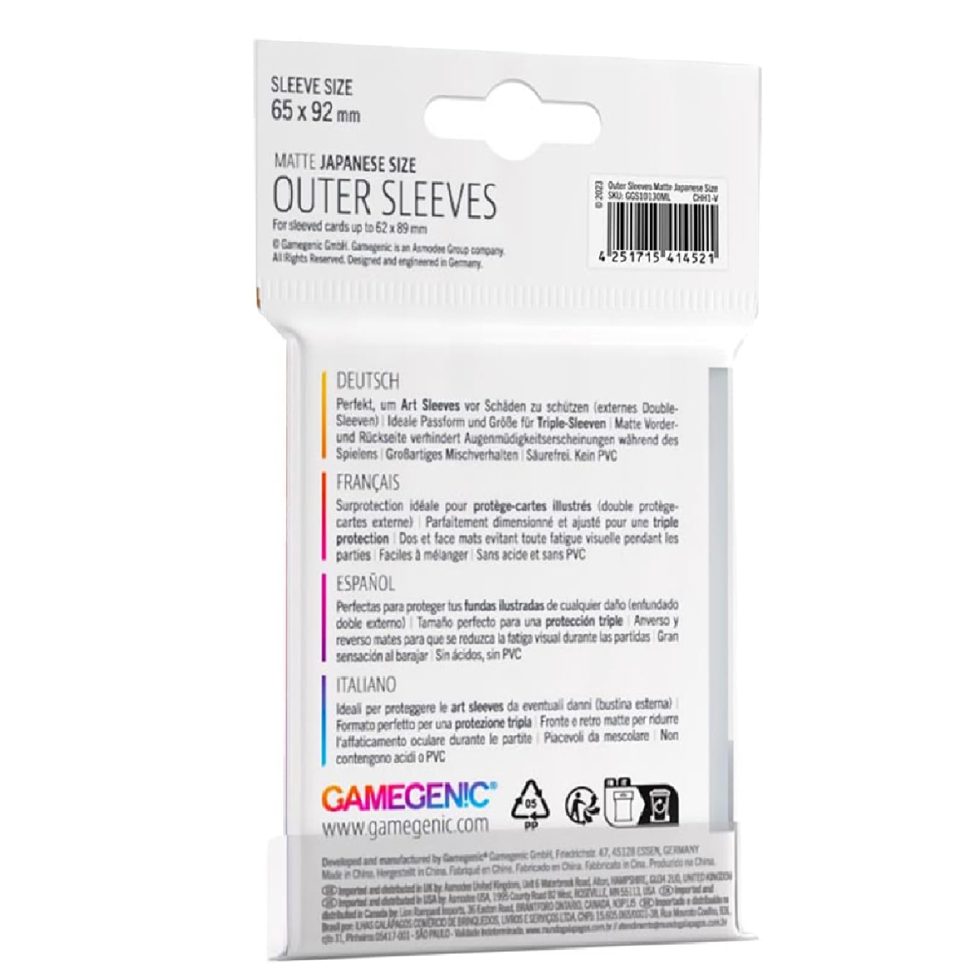 Gamegenic Japanische Matte Clear Outer Sleeves (60)